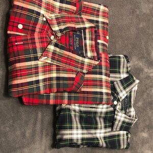 Two pieces of Polo by Ralph Lauren Men's Plaid Shirts - Red, Green,bluesize L